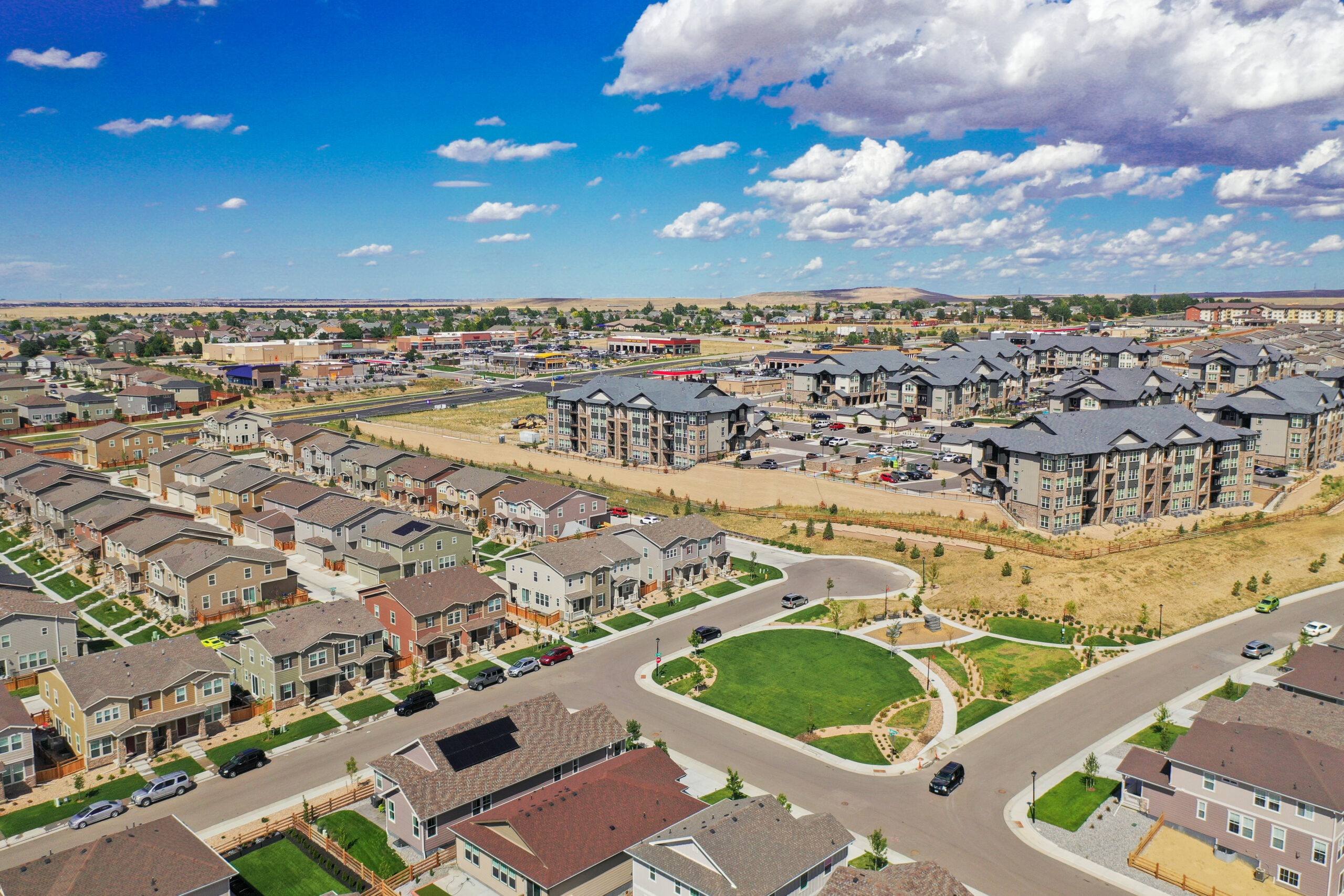 Panoramic view of a comprehensive landscaping project in Colorado by Hall.